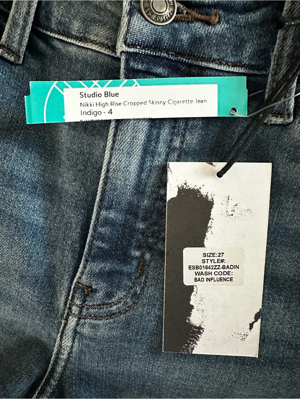 Studio Blue Nikki High Rise Cropped Skinny Jeans Distressed NWT Size 27/4 - Picture 8 of 8